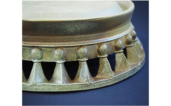 寒風須恵器 蹄脚円面硯（作：末廣 学） 工芸品 インテリア 