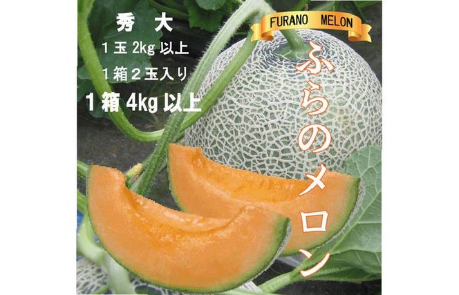 2026年夏発送【先行受付】 ふらのメロン 赤肉 秀大2玉 計4kg以上 富良野メロン 赤肉 めろん 北海道 甘い 大きい 果物 フルーツ