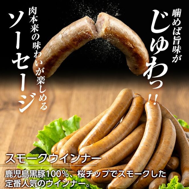 a622 ＜選べる容量＞鹿児島黒豚「短鼻豚」無添加スモークウインナー 1パック 100g (200g～3kg)【鹿児島ますや】姶良市 国産 鹿児島黒豚 豚肉 無添加 ウインナー ソーセージ ウインナーソーセージ