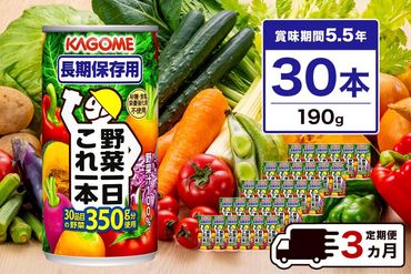 ns001-011　【定期便3ヵ月】カゴメ　野菜一日これ一本　長期保存用　190g缶×30本  1ケース 毎月届く 3ヵ月 3回コース【 栃木県 那須塩原市 】