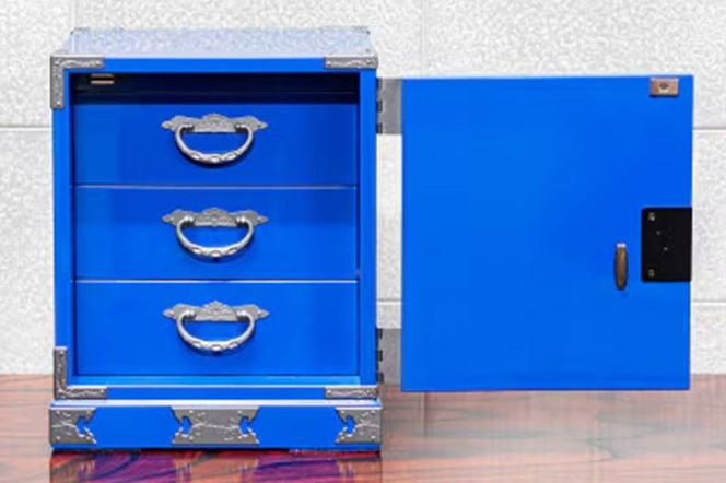 【ふるさと納税限定】 仙台箪笥 舟箪笥 藍色漆塗り KM-1D|06_kyk-240601