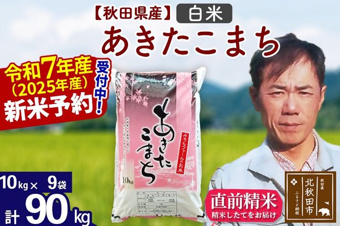 ※令和7年産 新米予約※秋田県産 あきたこまち 90kg【白米】(10kg袋)【1回のみお届け】2025年産 お米 みそらファーム|msrf-11601
