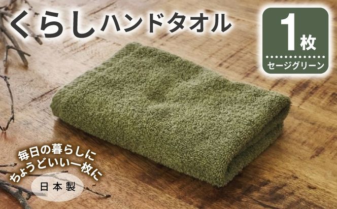 005A787 くらしハンドタオル 1枚 セージグリーン【泉州タオル たおる 国産 吸水 普段使い シンプル 日用品 家族 ファミリー】