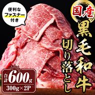 isa694 黒毛和牛切り落とし (合計600g・300g×2P) 国産 真空包装 真空パック ファスナー 小分け 切落とし 牛 うし 牛肉 アウトドア BBQ 冷凍 【サンキョーミート株式会社】