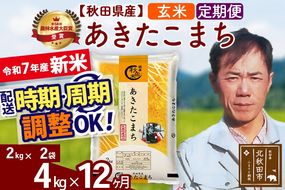 ※令和7年産 新米※《定期便12ヶ月》秋田県産 あきたこまち 4kg【玄米】(2kg小分け袋)2025年産 お届け時期選べる お届け周期調整可能 隔月に調整OK お米 みそらファーム|msrf-22512