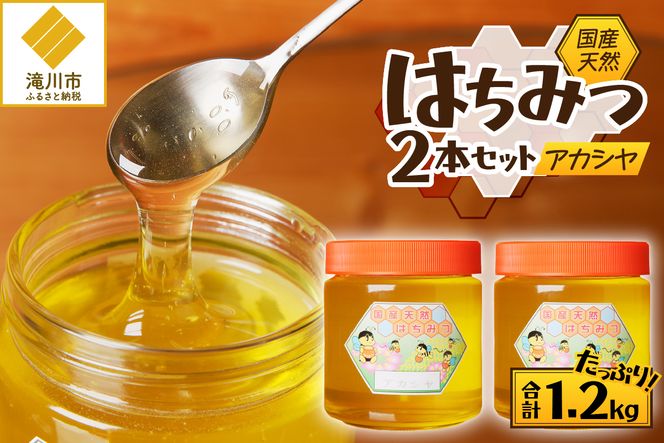 【北海道滝川産】高見養蜂場の純粋はちみつ(アカシヤ600g×2本)｜国産 日本製 天然 無添加 純粋 非加熱 生はちみつ ミツバチ ハニー 栄養 健康 美容 ビタミン ミネラル 抗生物質 プロポリス アミノ酸 濃厚 ギフト 贈答