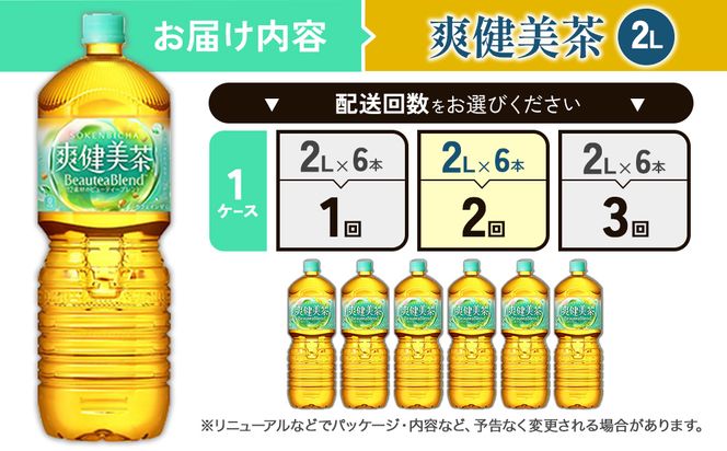 【2回定期便】爽健美茶 2L PET【コカ・コーラ】ペットボトル 1ケース(6本)  定期便2回（12本）セット お茶 カフェインゼロ ノンカフェイン ハトムギ ブレンド茶 宮崎県 えびの市 送料無料