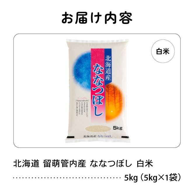 お米 北海道 留萌管内産 ななつぼし 白米 5kg R004-030