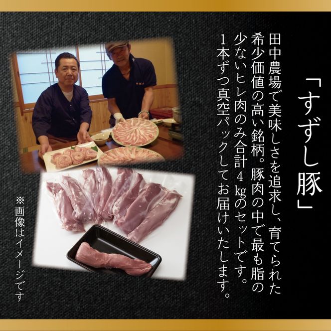 【2026年2月より順次発送】【田中農場のすずし豚】 ヒレ4kgセット｜｜肉 お肉 豚肉 ヒレ すずし豚 ブランド 茨城県 行方市（M-3）