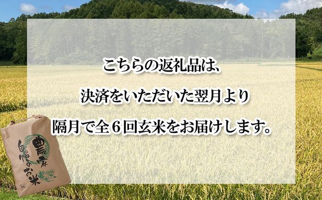 ＜ 定期便 6回 ＞ 北海道産 希少米 おぼろづき 玄米 5kg 隔月 6回