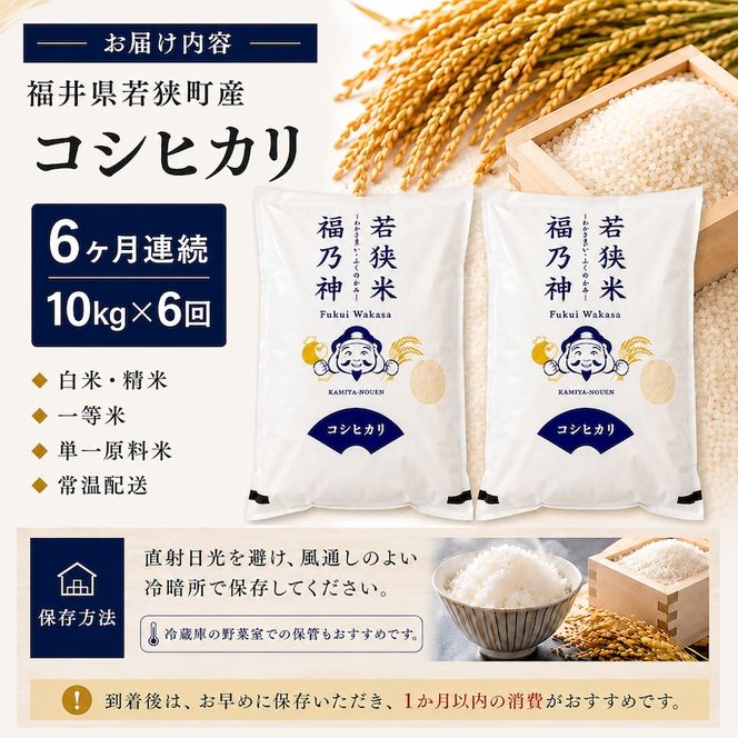 6ケ月連続 福井県若狭町 コシヒカリ （一等米） 10kg（5kg×2）（神谷農園） お米 ブランド米 銘柄米 ご飯 おにぎり お弁当 産地直送 和食 主食