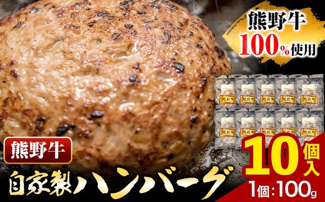 牛肉 熊野牛 自家製ハンバーグ 10個入り 株式会社Meat Factory《30日以内に出荷予定(土日祝除く)》和歌山県 日高川町 熊野牛 黒毛和牛 ハンバーグ 惣菜 自家製 送料無料---wshg_fmfy33_30d_24_17000_10k---