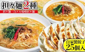 担々麺2種（担々麺2食・白エビ味噌担々麺2食）＋自家製餃子25個入り