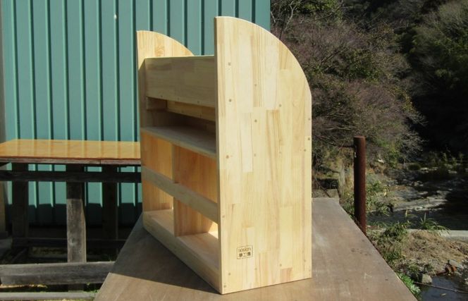 099H3548 手作り木製 ちょっとスリムな絵本棚 幅80cm