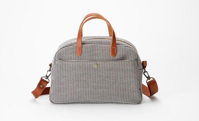 【J-256】ｋｉｉ工房　帆布かばん　２ｗａｙプチボストンショルダー　千鳥柄【高島屋選定品】