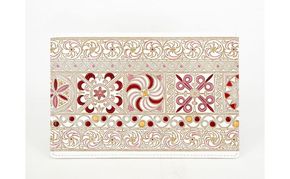 【文庫屋大関】パーソナルホルダー　錦紗＜ピンク＞【皮革工芸品】 民芸品 雑貨 日用品 牛革 イスラム文様 ギリシャ文様 