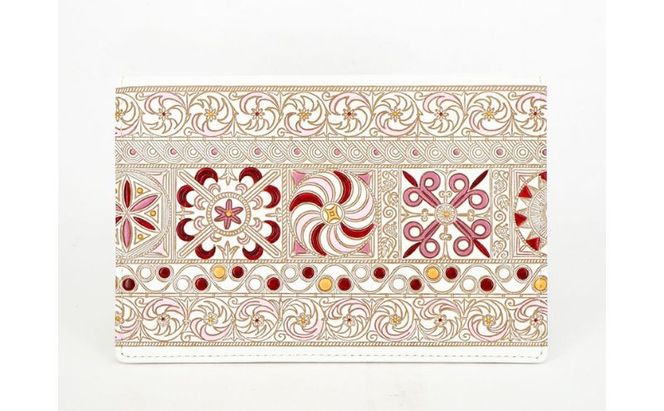 【文庫屋大関】パーソナルホルダー　錦紗＜ピンク＞【皮革工芸品】 民芸品 雑貨 日用品 牛革 イスラム文様 ギリシャ文様 