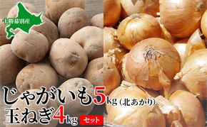 【先行予約】じゃがいも5kg・玉ねぎ4kgセット（北あかり）【十勝幕別 北海道ホープランド農場】 野菜 玉ねぎ セット 詰合せ 