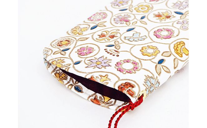 【文庫屋大関】メガネケース　金唐小花【皮革工芸品】 ファッション小物 民芸品 
