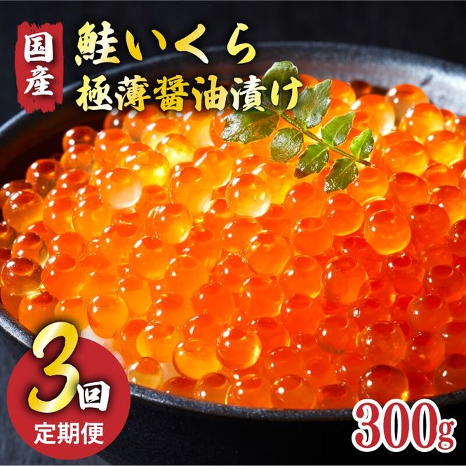 【予約受付中】 3ヶ月定期便 国産 特選いくら極薄醤油漬け 300g 冷凍 ★2025年12月～発送予定★ いくら イクラ 鮭 魚卵 ごはん 夕飯 おかず おつまみ 晩酌 米 丼 イクラ丼 海産物 海鮮 魚介 魚介類 大船渡 岩手県 国産 [oikawa3100]