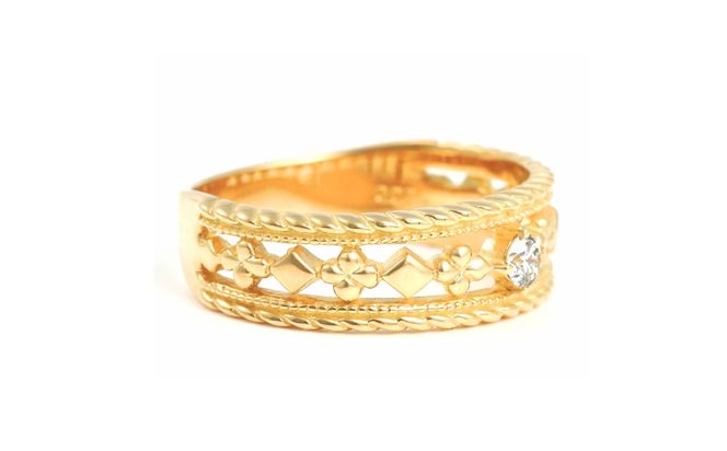 【不使用】セブン クラブ ダイヤリング　0.07CT　R3987DI-Y　イエローゴールド【サイズ：7号～18号（0.5号刻み対応可）】 ダイヤモンド 指輪 リング ギフト プレゼント 贈り物 K18 YG