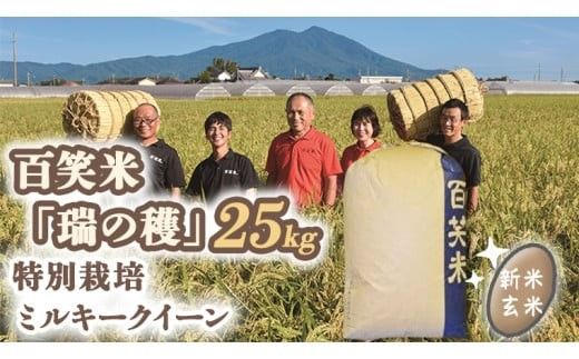 玄米 百笑米 「 瑞の穫 」 特別栽培 ミルキークイーン 25kg R7年産 米 コメ 茨城県 単一米 [AC017ci]