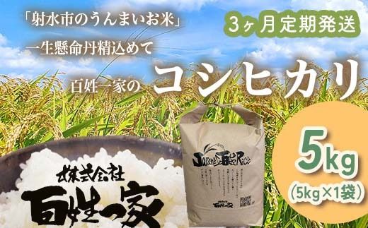 【3ヶ月定期便】【射水市】【射水の美味しいお米】R8年産 百姓一家のコシヒカリ 5kg【精米】 ※2026年10月～発送