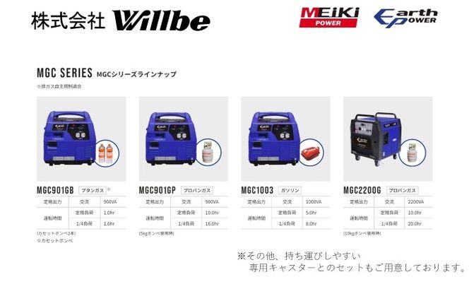 ポータブルガス発電機 MGC901GPA11 LPガス燃料