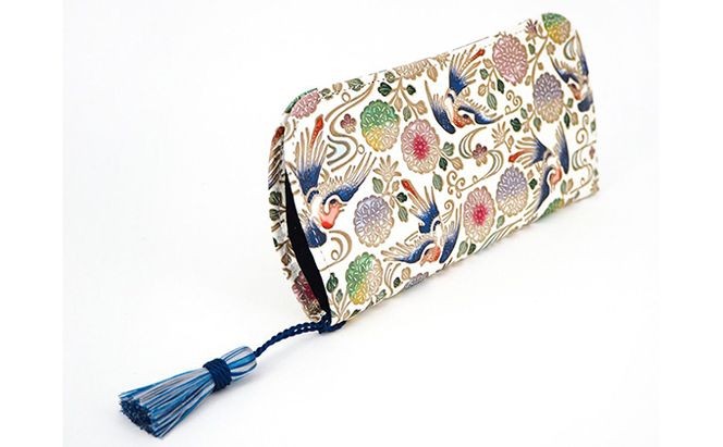 【文庫屋大関】メガネケース　花鳥【皮革工芸品】 ファッション小物 民芸品 