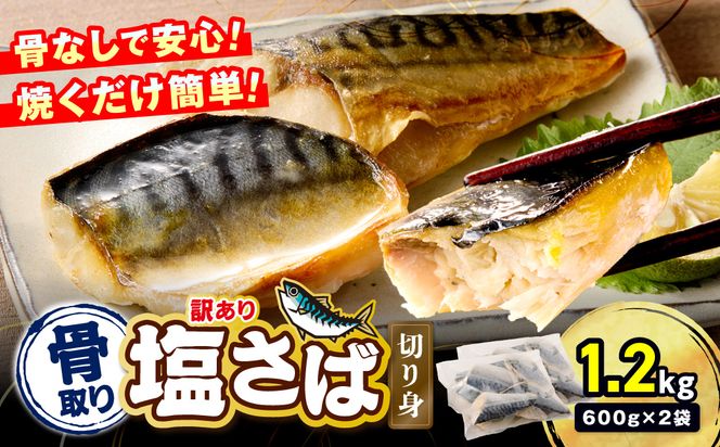 【A2-152】【訳あり】骨取り 塩さば切り身(600gx2袋)