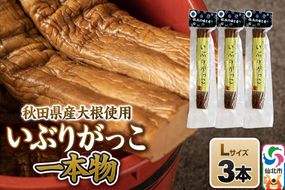 いぶりがっこ 一本物 Lサイズ 3本セット 株式会社がっこ [ご当地グルメ お取り寄せ 名産 漬物 漬け物 沢庵 たくあん つけもの 秋田 東北 土産]|02_gkk-070301