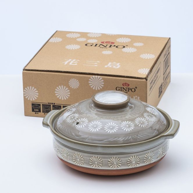 【萬古焼（ばんこやき）】銀峯三島 11号土鍋-[G34]