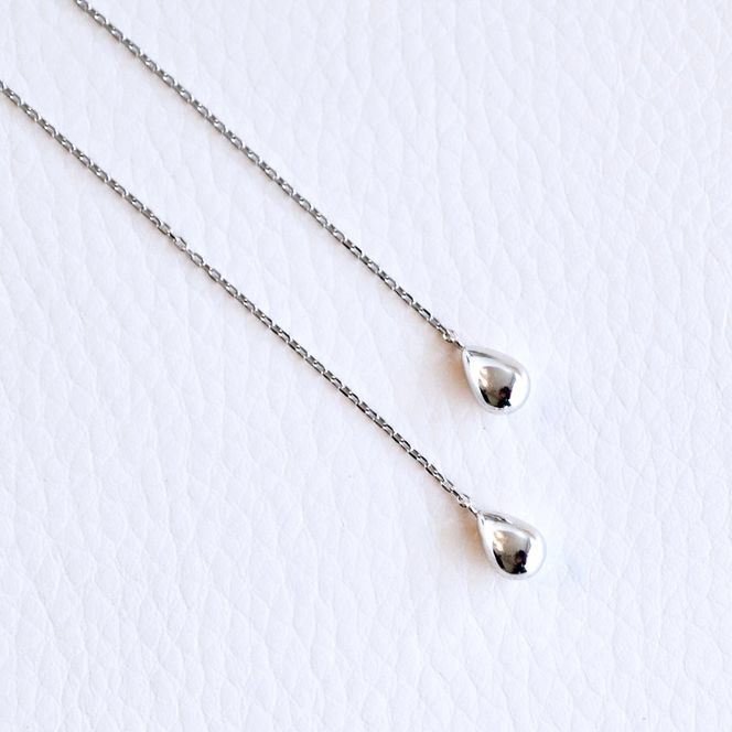 K18WG(18金) ホワイトゴールド 地金 雫 チェーン ピアス シンプル ツユ ティアドロップ 保証書付 KO-0070 242-034-b