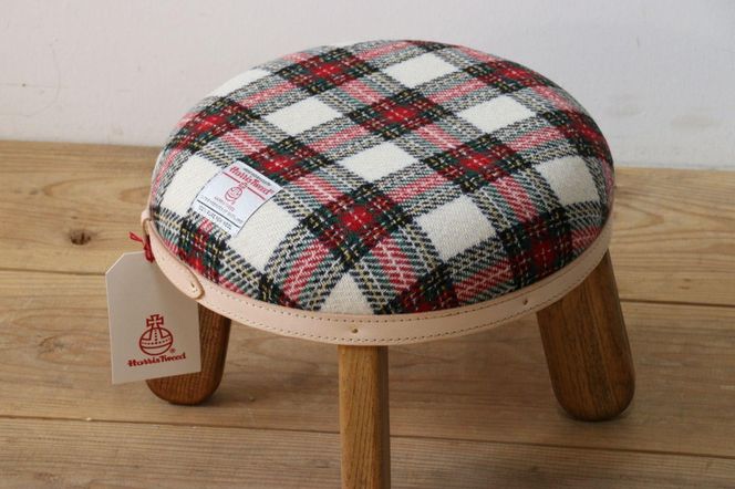 まぁるいスツール【イタリアンチェック】 子供 椅子イスキッズ HARRIS TWEED（ハリスツイード）家具  Z111VC04