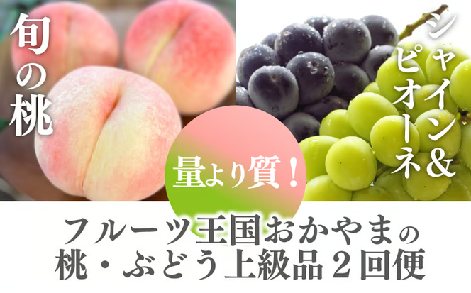 【2026年先行予約】量より質！桃とピオーネ＆シャインマスカット、上級品の2回便 (定期便)(岡山県産) 【KF-T032-03】