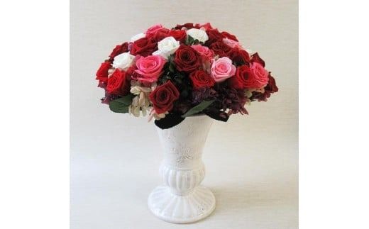 【日付指定可能】プリザーブドフラワーローズ（ピンク＆レッド）60輪のアレンジメント 薔薇 バラ ギフト プレゼント ラッピング 産地直送 インテリア お花 フラワー ボリューム満点 H193-035