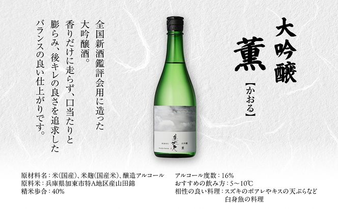 美丈夫 大吟醸 薫 720ml×2本 加東市特A地区 東条産山田錦使用 化粧箱入[ フロンティア東条 濱川商店 日本酒 酒 お酒 四合瓶 贈答品 ] 大吟醸酒 