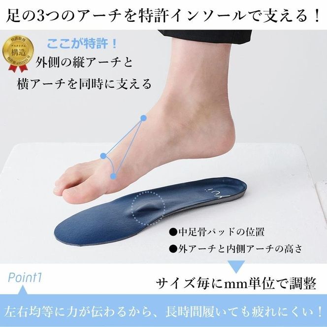特許インソールyui／S(23.0cm-24.0cm)【足のアーチを整える特許インソールで足元から骨盤ケア】DG008VC02