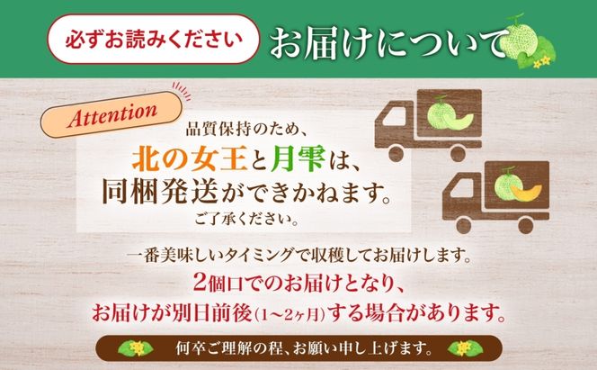 〈先行受付〉【2027年夏発送】北海道 赤肉メロン 北の女王 青肉メロン 月雫 秀品 約1.6kg 各1玉 令和9年 メロン 果物 フルーツ 旬 希少 甘い 豊潤 国産 産地直送 ギフト お祝い 贈答品 贈り物 お中元 お取り寄せ 送料無料 