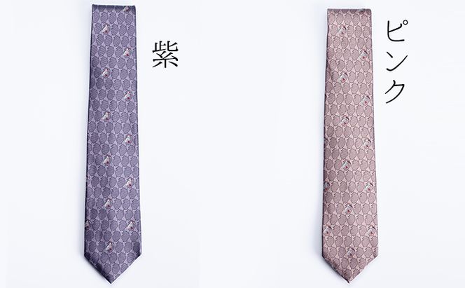 石川の朱鷺ネクタイ ファッション 小物 スーツ小物 石川県の形 モチーフ 土産用 贈答用 箱と手提袋付き 動物 鳥 柄 柄物 柄物ネクタイ 