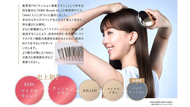 ＼カラーが選べる／ WAVE WAVE EMS Brush Air Mini ( ピンクゴールド / ゴールド / ホワイト ) WAVE WAVE クッションブラシ EMS マイナスイオン美髪 LED 光エステ  頭皮ケア 美容 ヘアケア ブラッシュエアー ブラシエアー ウェイブウェイブ