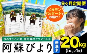 【9ヶ月定期便】阿蘇びより 無洗米 20kg (5kg×4袋)《お申込み翌月から出荷》 ｜国産米 人気米 熊本県産米 お米---mna_abytei_20kg_400500_mo9_m---