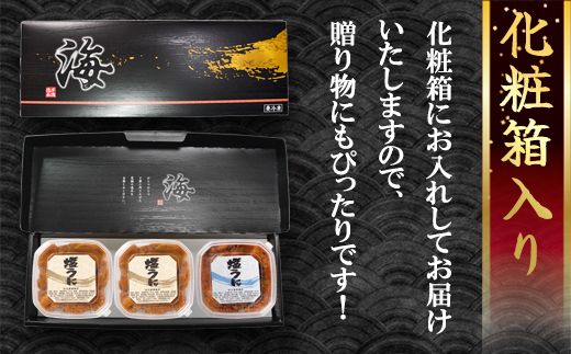 塩うに 計240g バフンウニ×1パック ムラサキウニ×2パック ミョウバン不使用 塩蔵うに ご飯のお供 ギフトセット