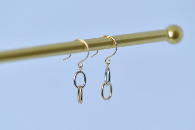 K18 コンビオーバル フックピアス K18/pt900 F•C-0112 SWCA041
