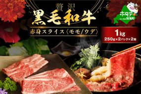 黒毛和牛 赤身肉スライス（モモ ウデ）1kg（250g×2パック×2箱）FF0000064