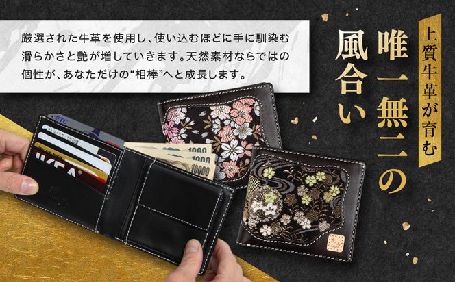 【デグナー】花山レザーウォレット [WV-10K] 京桜 ブラック｜京都 バイクギア 人気ブランド バイク［ レザー 財布 ウォレット 金襴織物 おしゃれ 人気 おすすめ 革 牛革 ツーリング ライダー バイカー バイク お取り寄せ 通販 送料無料 ふるさと納税 ］ 261009_A-JR163VC01