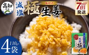 しょうが 減塩 味付け 極しょうが 110g×4袋 計440g 【7日程度で発送】 早い スピード発送 7日程度 早く 届く 生姜 ジンジャー ご飯のお供 おかず トッピング アレンジ 料理 手軽 便利 刻み生姜 国産 特産品 しょうが ショウガ 高知県産 坂田信夫商店 高知県 香南市 常温 Xnb-0015