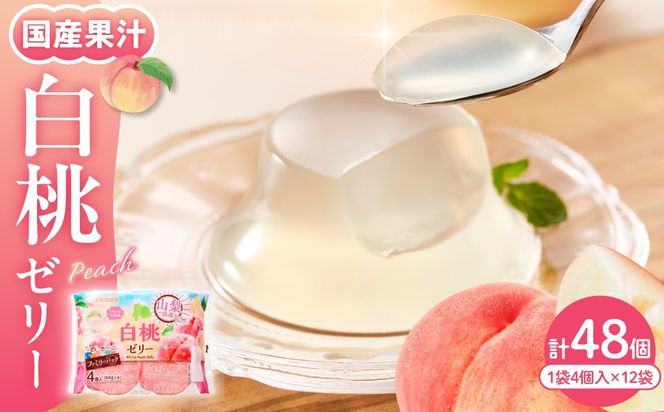 白桃ゼリー 1袋4個入×12袋 和歌山産業提供 山形県 東根市 hi070-006