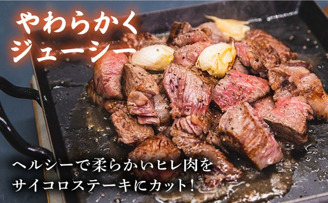 【全12回定期便】【 セット 】A4ランク 糸島 黒毛和牛 ヒレ肉 サイコロステーキ 300g / 博多和牛と糸島華豚入り手作り生ハンバーグ130g × 3個 糸島市 / 糸島ミートデリ工房[ACA298]
