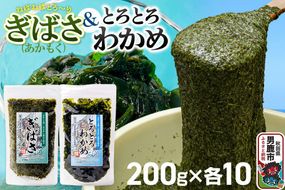 ぎばさ(あかもく) 200g×10個・とろとろわかめ 200g×10個 計20個セット 男鹿なび [ワカメ 冷凍 男鹿市 名産 秋田 海藻 サラダ みそ汁]|23_ogn-412001